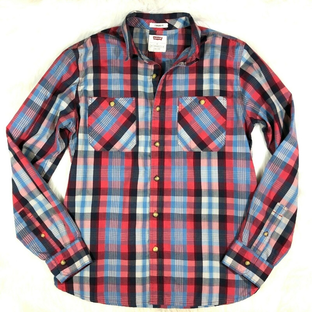 Levi's Standard Fit Plaid Button Front Shirt - Picture 1 of 8